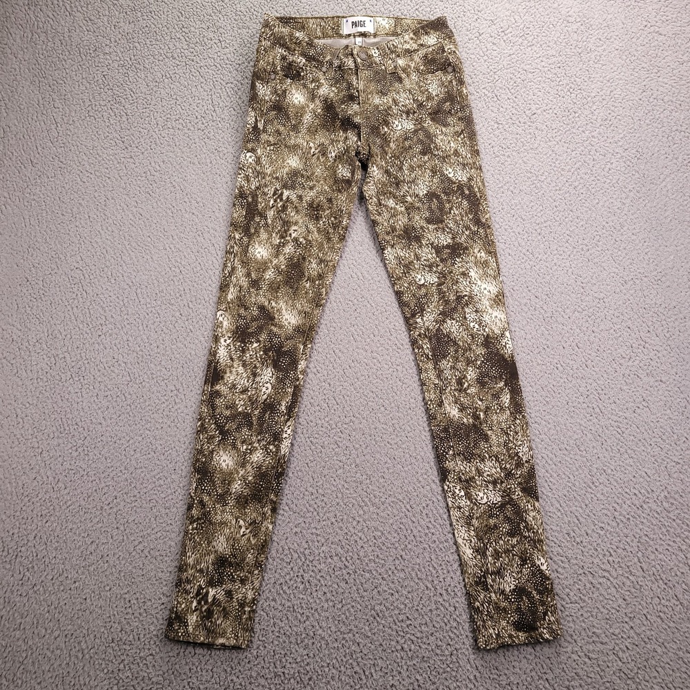 PAIGE Jeans Size 25 Verdugo Ultra Skinny Low Rise Sepia Feather Print